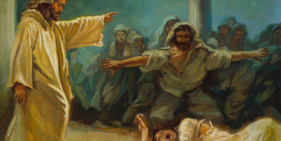 Jesus casts out an evil spirit
